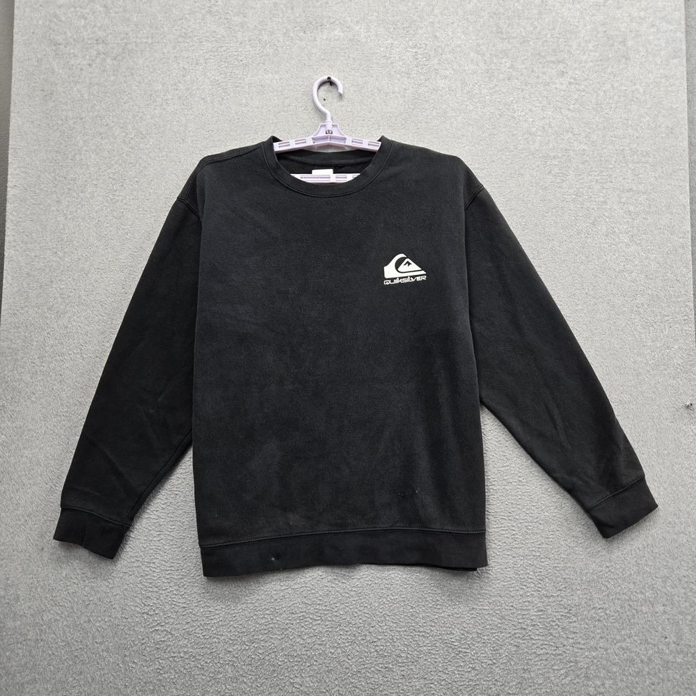 Quiksilver Men Sweatshirt XXL Black Fleece Logo Pullover READ